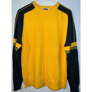 Old Navy Yellow & Black Crewneck Sweater S 100% Cotton Made In Bangladesh